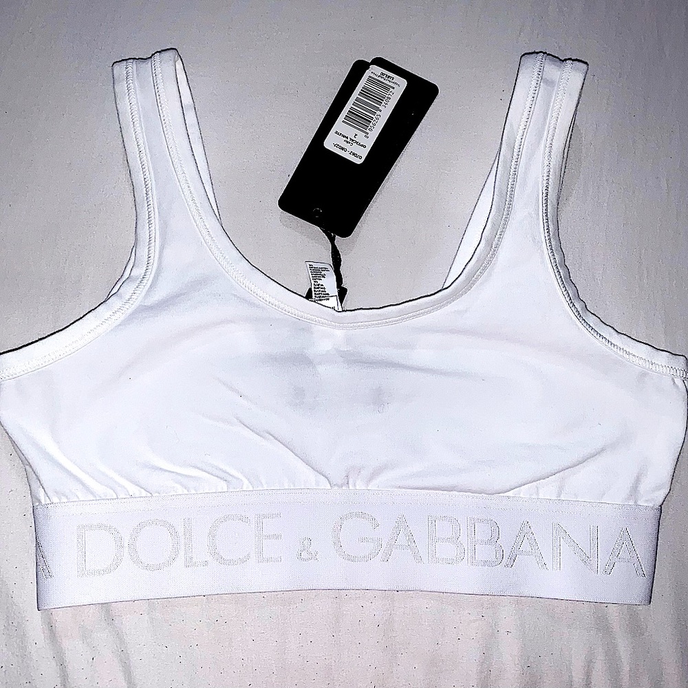 AUTHENTIC Dolce & Gabbana Logo White Bralette NWT SZ2